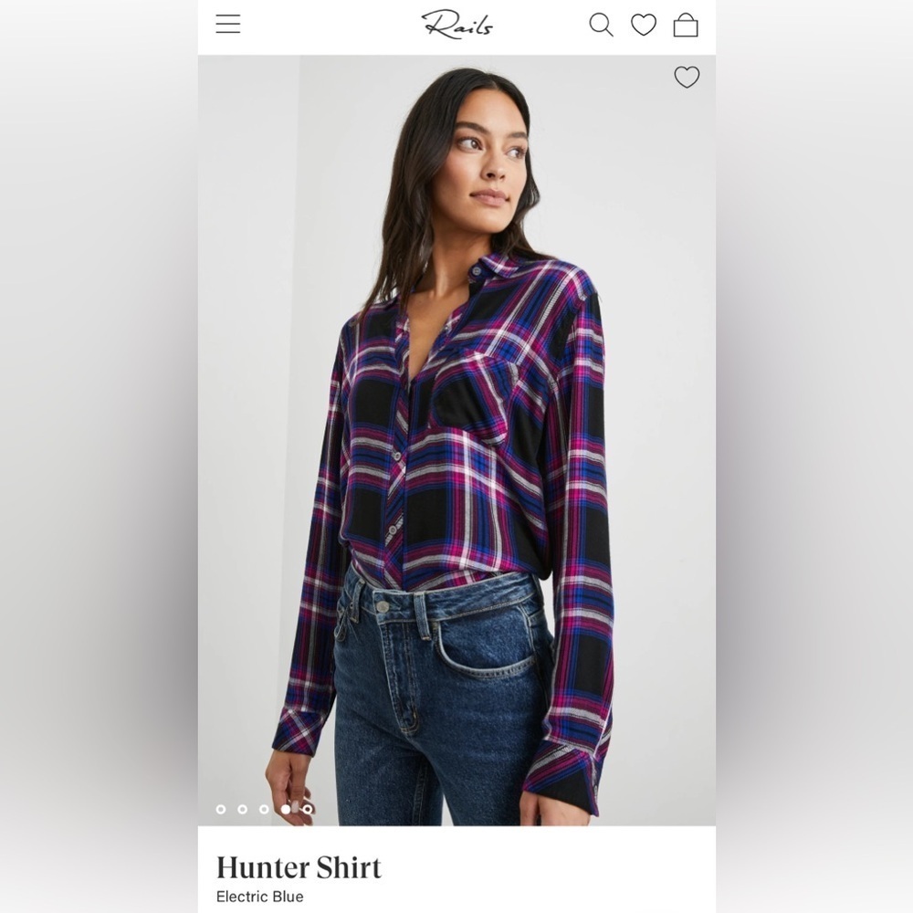 NWT RAILS Hunter Shirt Plaid Button-Down Electric Blue XS